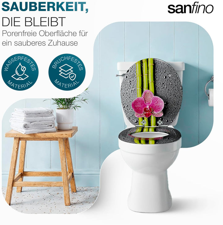 Premium WC Sitz mit Absenkautomatik – hochwertige Toilettendeckel aus Holz, viele bunte Motive, hohe