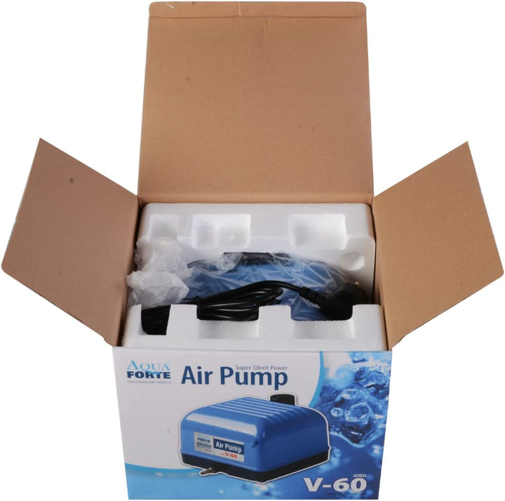 AquaForte Hi-Flow V-60 Luftpumpenset, Komplettset mit Luftverteilern, 50 m Schlauch 4 x 6 mm und 10