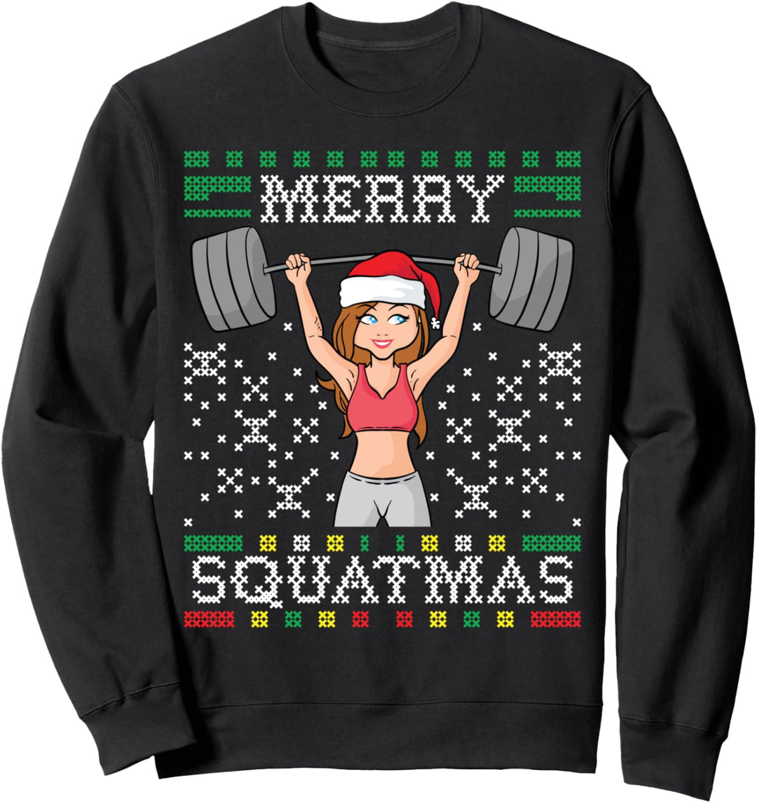 Merry Squatmas Ugly Christmas Sweater Squat Gym Miss Santa Sweatshirt