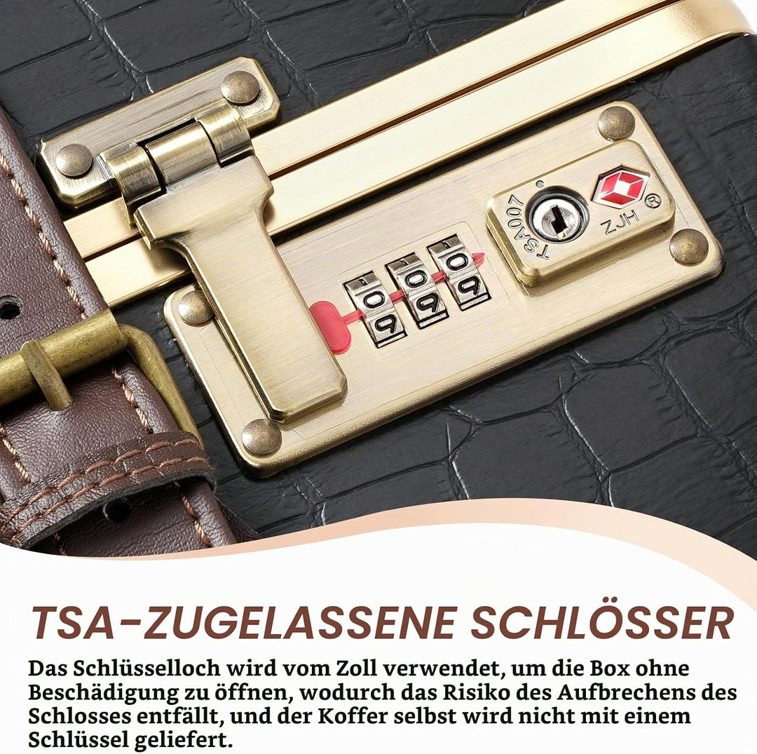 Urecity Koffer Vintage mit 4 Rollen Trolley Koffer Reisekoffer Leicht Retro Hartschalen Koffer 2-Tei