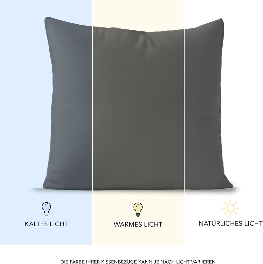 Dreamzie Kissenbezug 80x80 (Set mit 2) - 100% Jersey Baumwolle 150 g/qm Kissenbezüge -Anthrazit - Fü