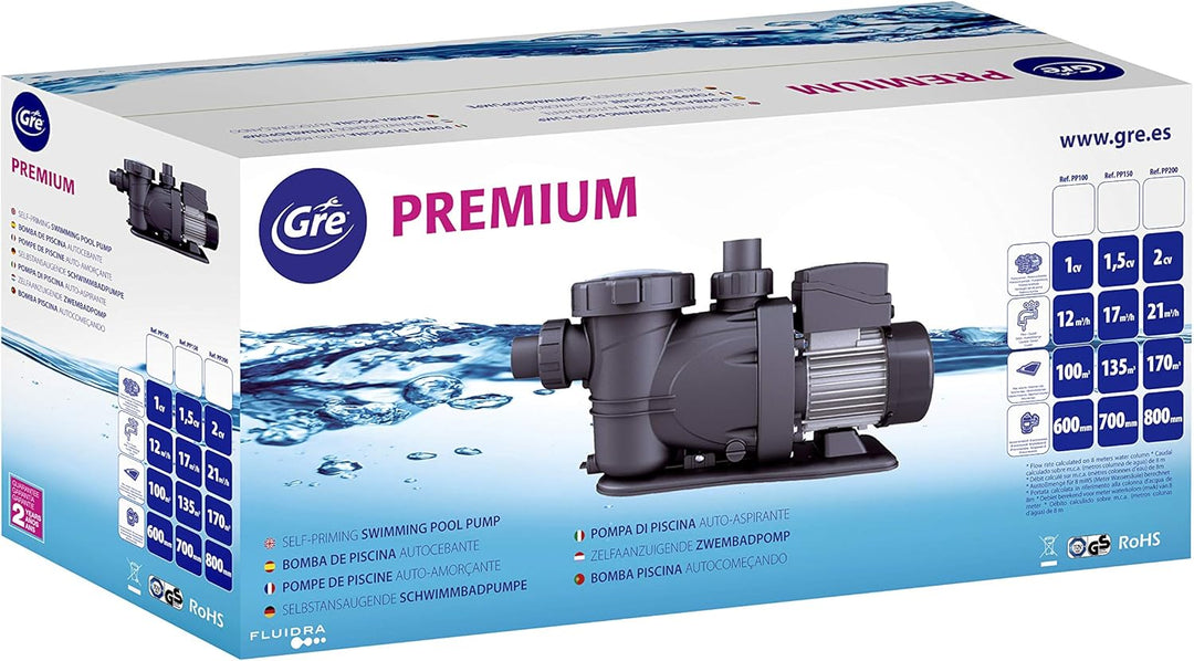 Gre PP077H - Premium-Filterpumpe für Pools, 550 W, 17 000 l/h, im Einklang mit der europäischen Ökod