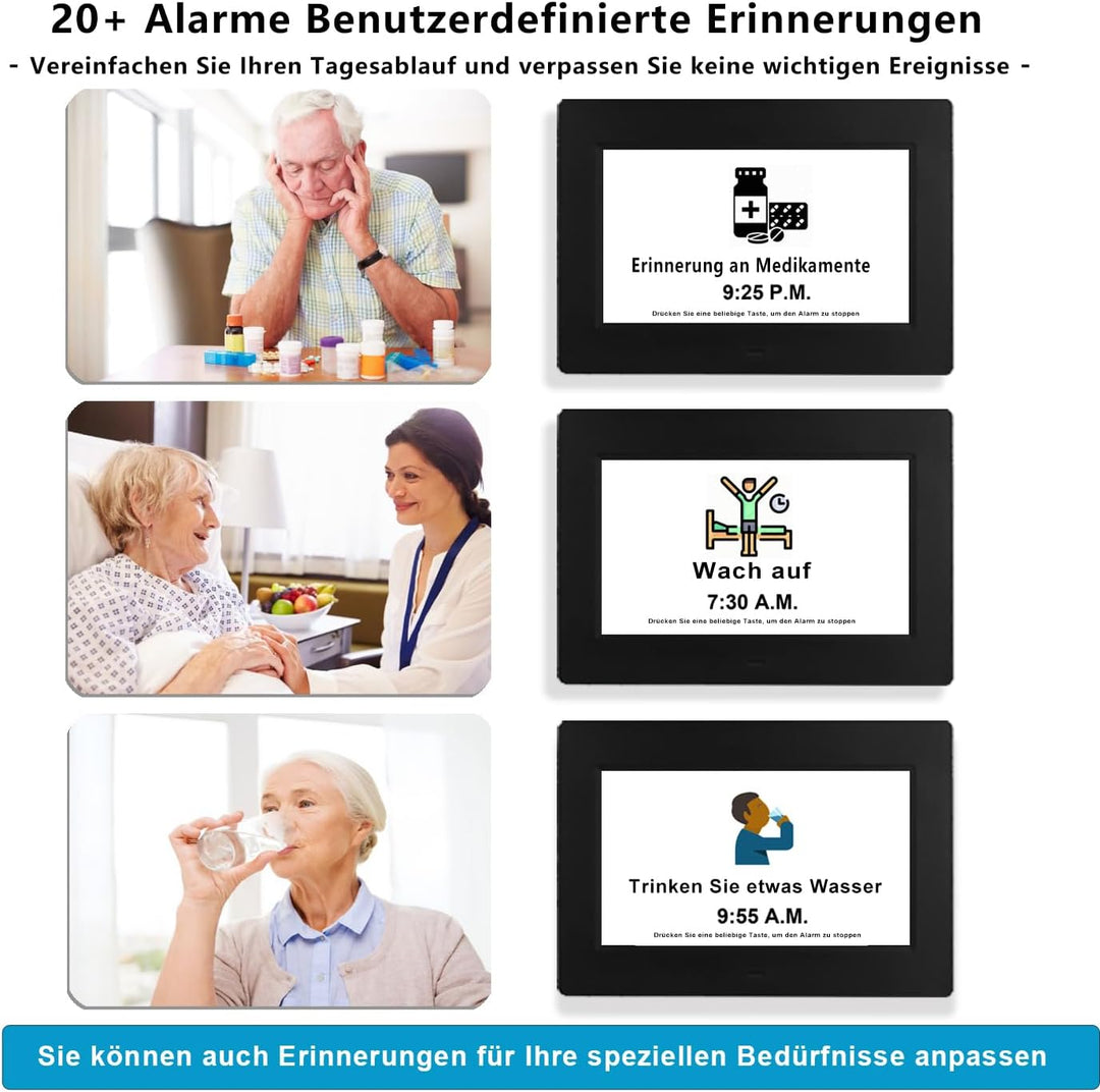 Véfaîî 2024 Neu, 19 Alarme Elektronische Tag Datum Kalenderuhr, Nicht-Abgekürzte Tag Datum Grosse Uh