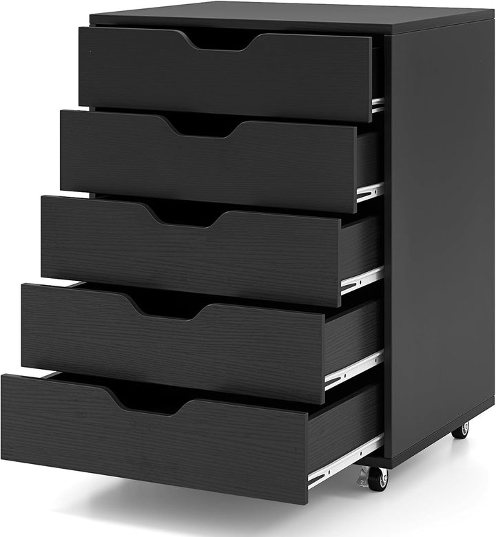 GIANTEX Aktenschrank auf Rollen, Rollcontainer mit Schubladen, mobiler Druckerständer für Home-Offic