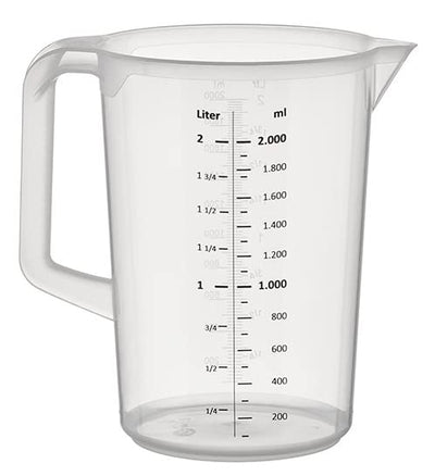 APS Messbecher 2 Liter, Ø 15,5 x H: 21 cm, 1- und ml-Liter- Einteilung, spülmaschinengeeignet & Fack