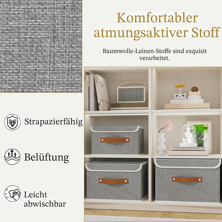 OUTBROS 2 Stück Aufbewahrungsboxen mit Deckel, 45 x 30 x 30 cm, faltbare Stoffboxen, Aufbewahrungskö