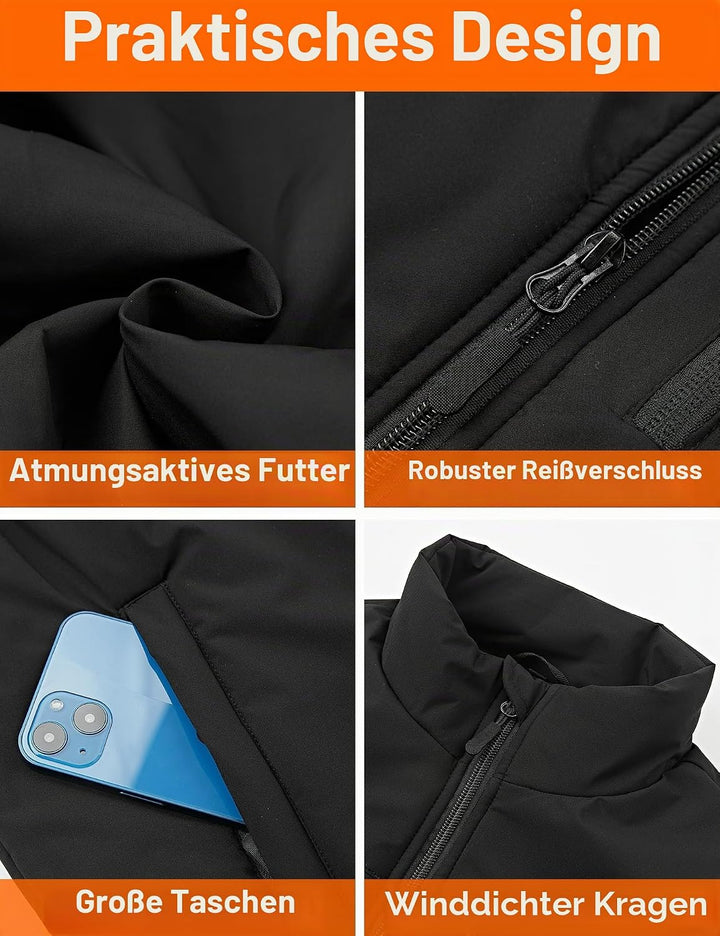 Beheizbare Weste Herren mit 3 Einstellbar Temperatur 13 Heizzonen Heizweste Damen Beheizbare Jacke M