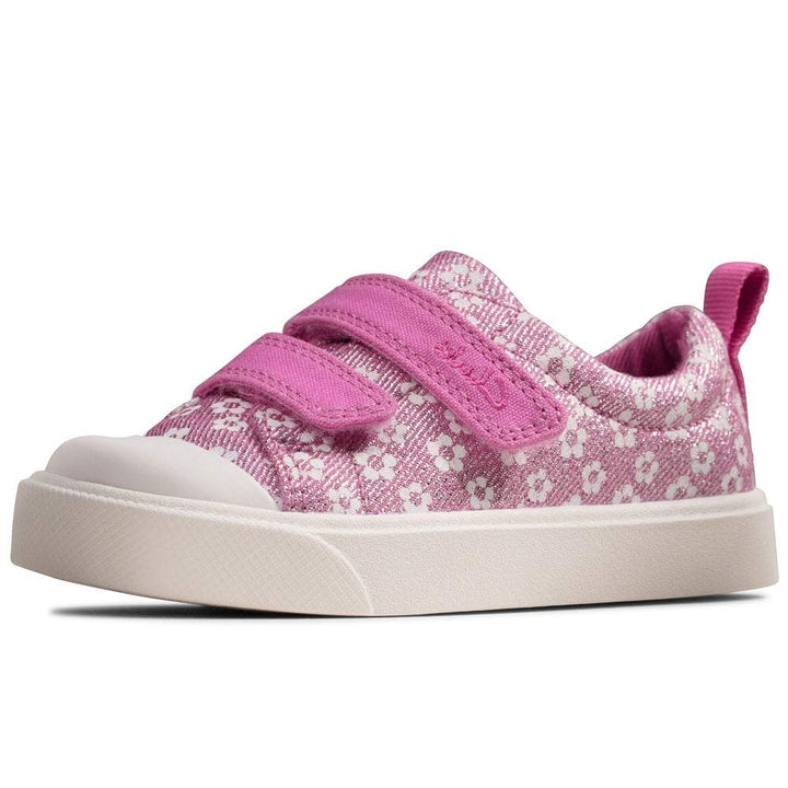 Clarks Mädchen City Bright T Sneaker Niedrig, Pink Canvas