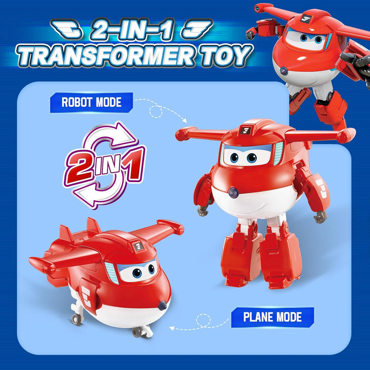 Super Wings Transformations-Flugzeug Supercharged Jett, ca. 12,7 cm grosse Spiel-Figur für Kinder, S