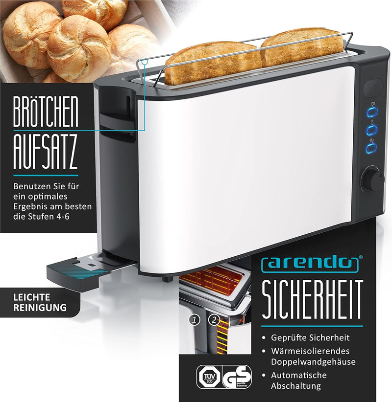 Arendo - Wasserkocher und Toaster im Set Edelstahl Weiss Matt Wasserkocher 1,5L 40° - 100°C Warmhalt