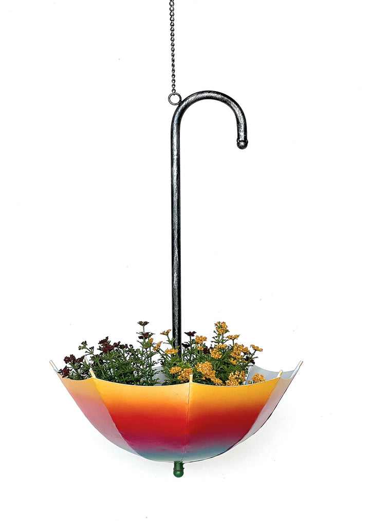 DanDiBo Blumenampel Metall Hängeampel mit Topf Innen Aussen Regenschirm Hängepflanzen 72 cm 96258 L