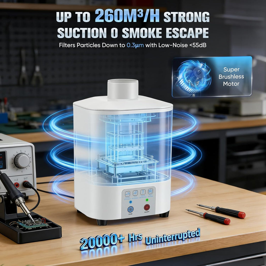Lötrauchabsaugung 50W Desktop Absauger 128 m³/h, 3-Stufen-Filtersystem mit Aktivkohle+HEPA, Kompakte