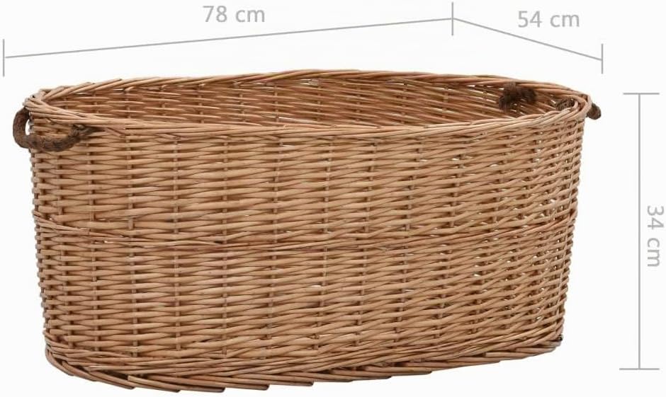Premium Kaminholzkorb gross XXL Weide oval geflochten | Feuerholzkorb 80 cm mit praktischen Griffen