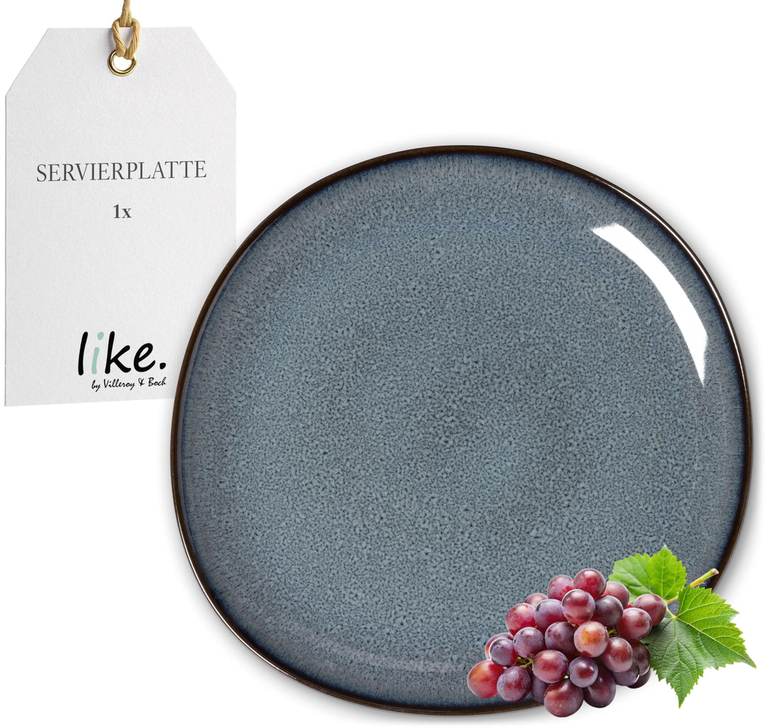 like. by Villeroy & Boch – Lave gris Servierplatte 32x31,5x3 cm, Servierplatte grau, Steingut, mikro