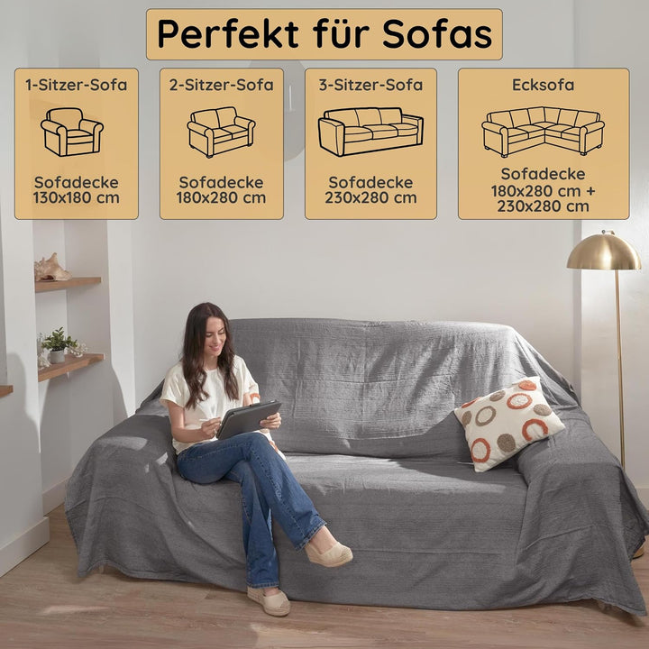 Jarapa Home Tagesdecke Baumwolle Wohndecke – Sofadecke Sofaüberwurf Bettüberwurf Überwurfdecke für S