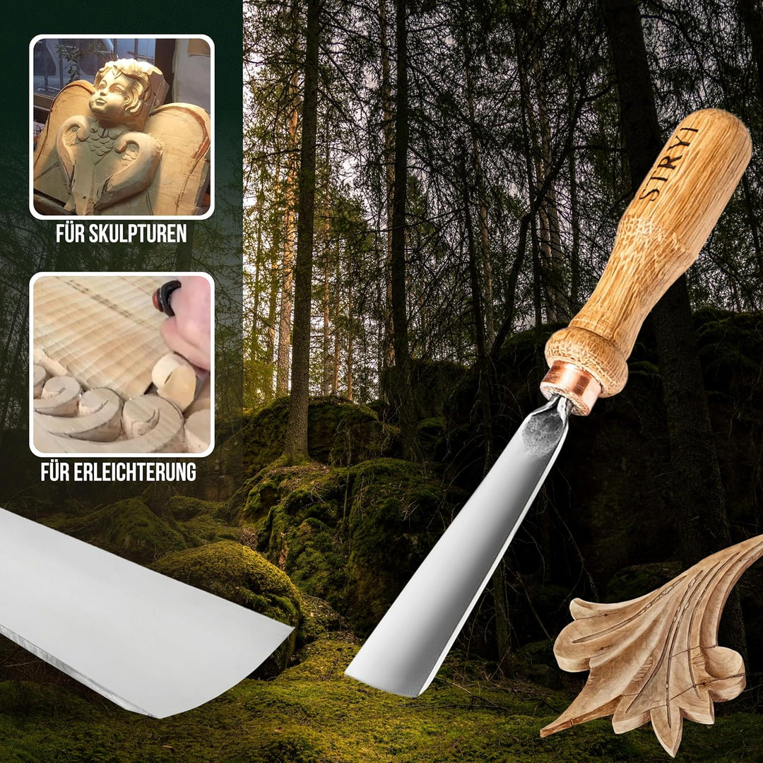 STRYI Profi Holzschnitzwerkzeug – Hohleisen Profil #5 – Handgeschmiedet, 30 mm – Premium Schnitzmeis