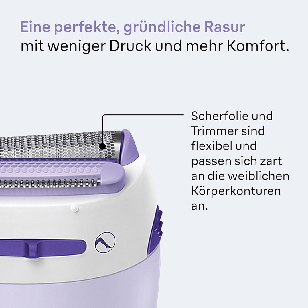 Braun Silk-epil 5-560 3-In-1 Kabelloser Elektrischer Rasierer, Trimmer- und Peeling-System, lila