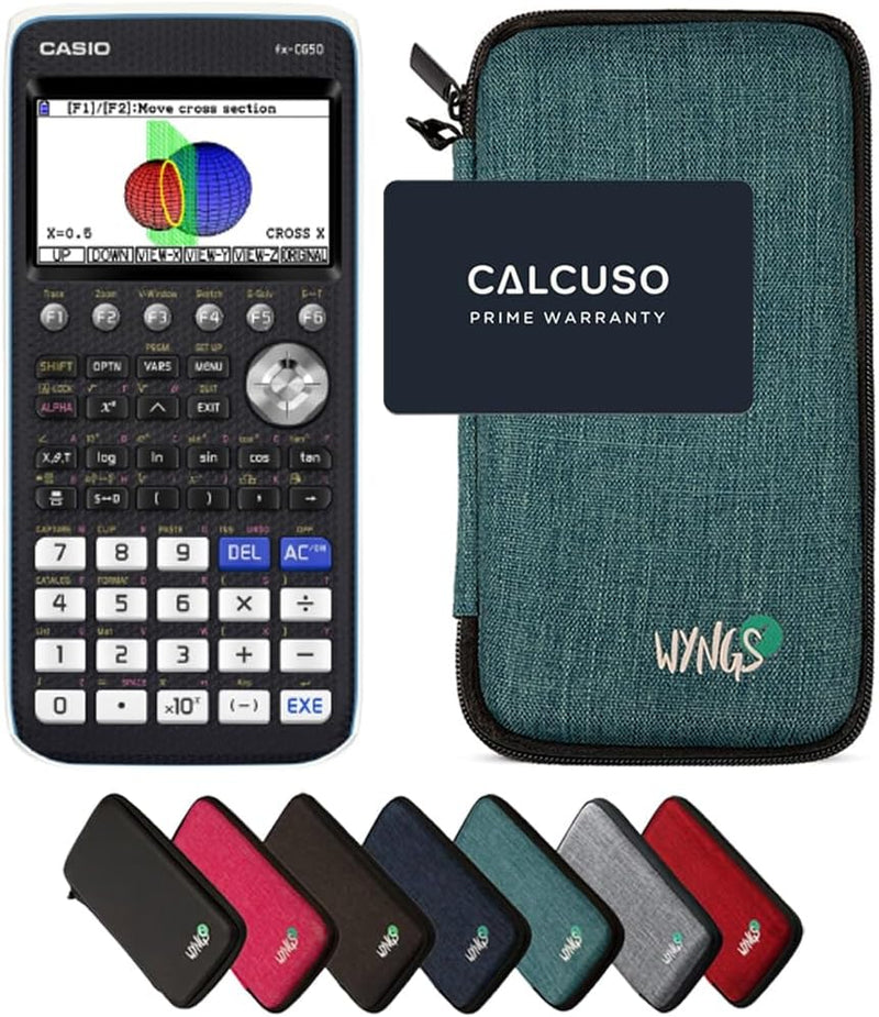 CALCUSO Sparpaket: Casio FX-CG 50 Grafikrechner + WYNGS Schutztasche türkis + Erweiterte Garantie vo