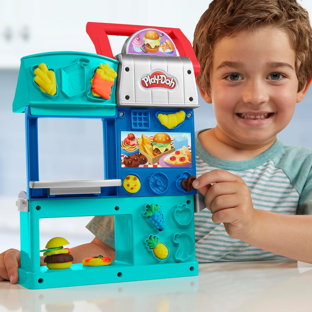 Play-Doh Kitchen Creations Play-Doh Buntes Restaurant, 2-seitiges Küchenspielset, Play-Doh Set für M
