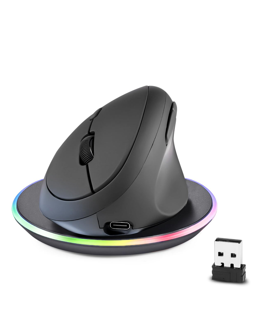 Perixx PERIMICE-719RX Kabellose Duo-Akku Ergonomische Vertikale Maus, 2.4GHz, 6 Tasten, Einstellbare