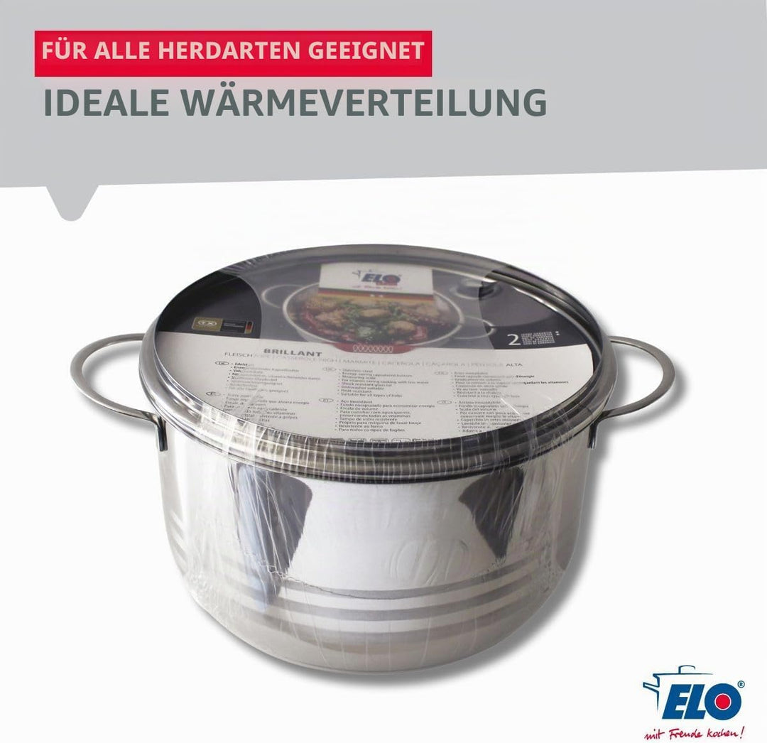 ELO Kochtopf Edelstahl Induktion 24 cm Mit Glasdeckel, Grau 5