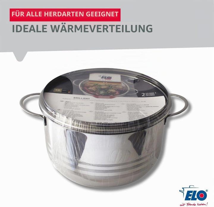 ELO Kochtopf Edelstahl Induktion 24 cm Mit Glasdeckel, Grau 5