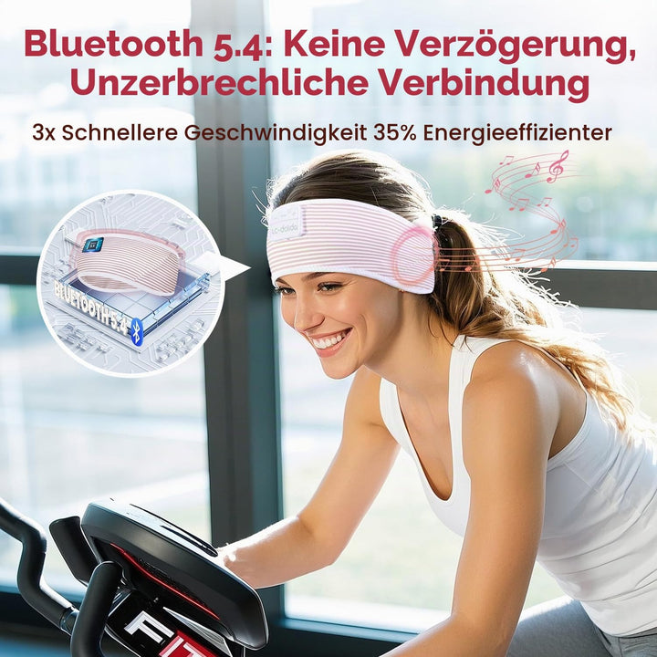 LC-dolida Schlafkopfhörer Ultra-Soft Bluetooth-Stirnband mit 4-Wege Stretch &amp; No-Slip Yoga Stirnband