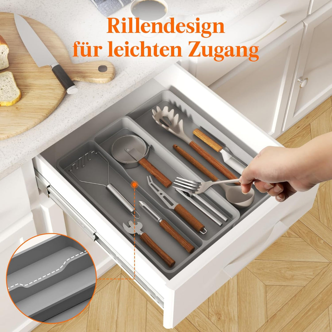 Lifewit Besteckkasten für Schubladen, Küchenutensilien Besteckkasten erweiterbar auf 36,5 cm, Schmal