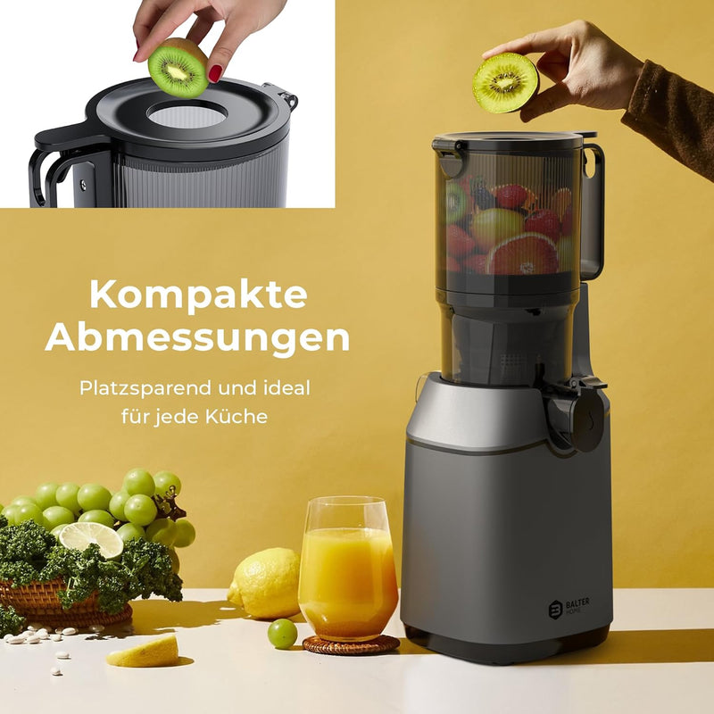 Balter Entsafter Slow Juicer, Grosse 108MM Öffnung, 250 Watt, Entsafter für Gemüse und Obst, Früchte