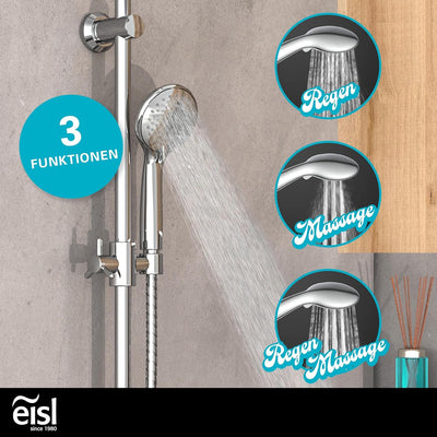 EISL DX12009 Duschset zum Kleben, Duschgarnitur mit Regendusche, Überkopfbrauseset ohne Bohren, Dusc