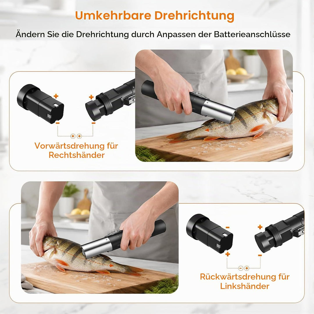 Kabelloser Fisch-Entschupper mit Schuppenschutz, Edelstahl