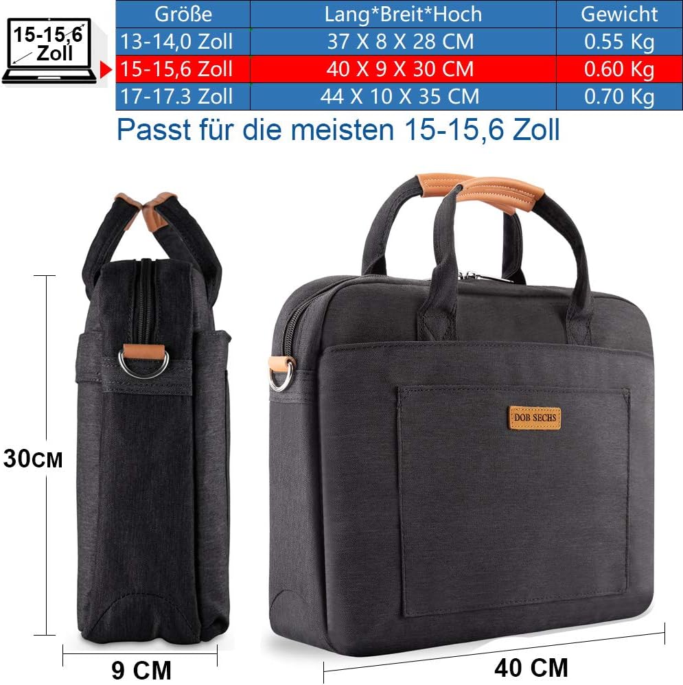 DOB SECHS 15-15.6 Zoll Laptoptasche Aktentaschen Handtasche Tragetasche Schulter Tasche Notebooktasc