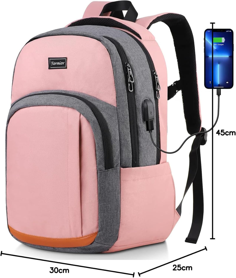 YIORMIOR Schulrucksack Mädchen Teenager, Rucksack Damen Schule Daypacks für 15.6 Zoll Laptop Rucksac