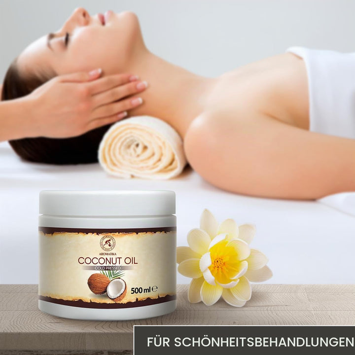 Kokosöl 500ml - Cocos Nucifera - Indonesien - Kaltgepresst - Rein &amp; Natürlich - Kokosnussöl - Unraff