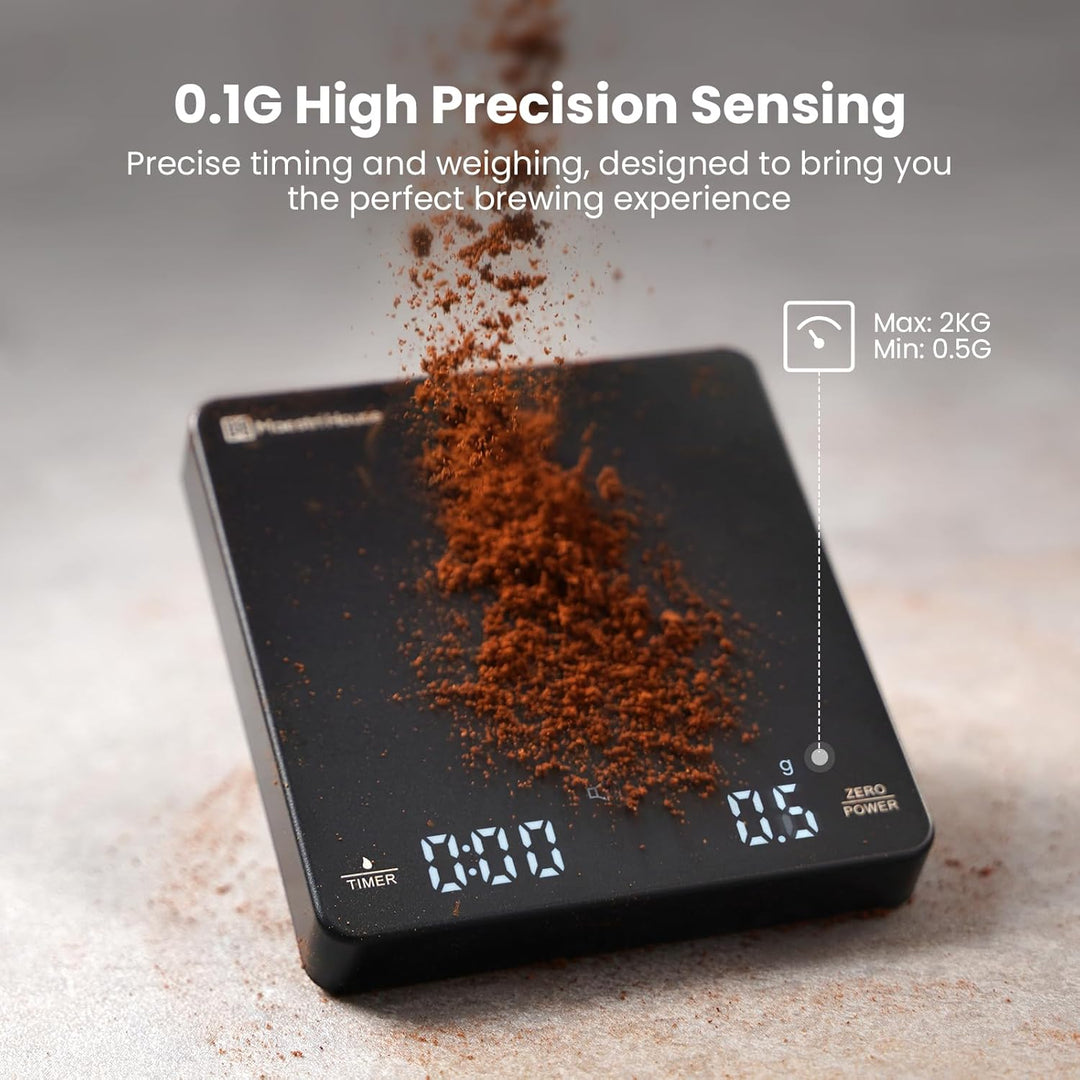 Maestri House Mini Kaffeewaage mit Timer, wiederaufladbare Espresso Waage, 2kg/0,1g Präzisionswaage