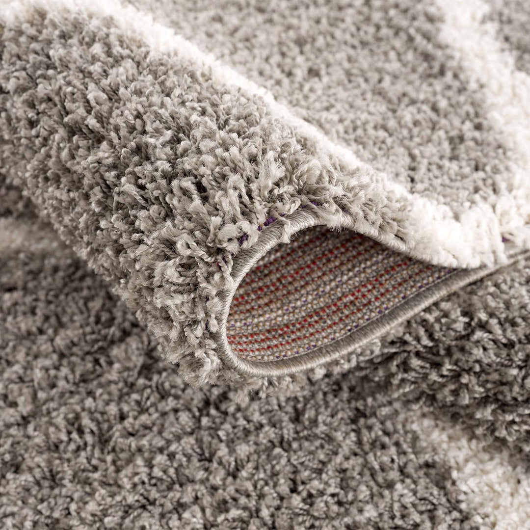 SANAT Madrid Shaggy Teppich - Hochflor Teppiche für Wohnzimmer, Schlafzimmer, Küche - Morocco Grau,