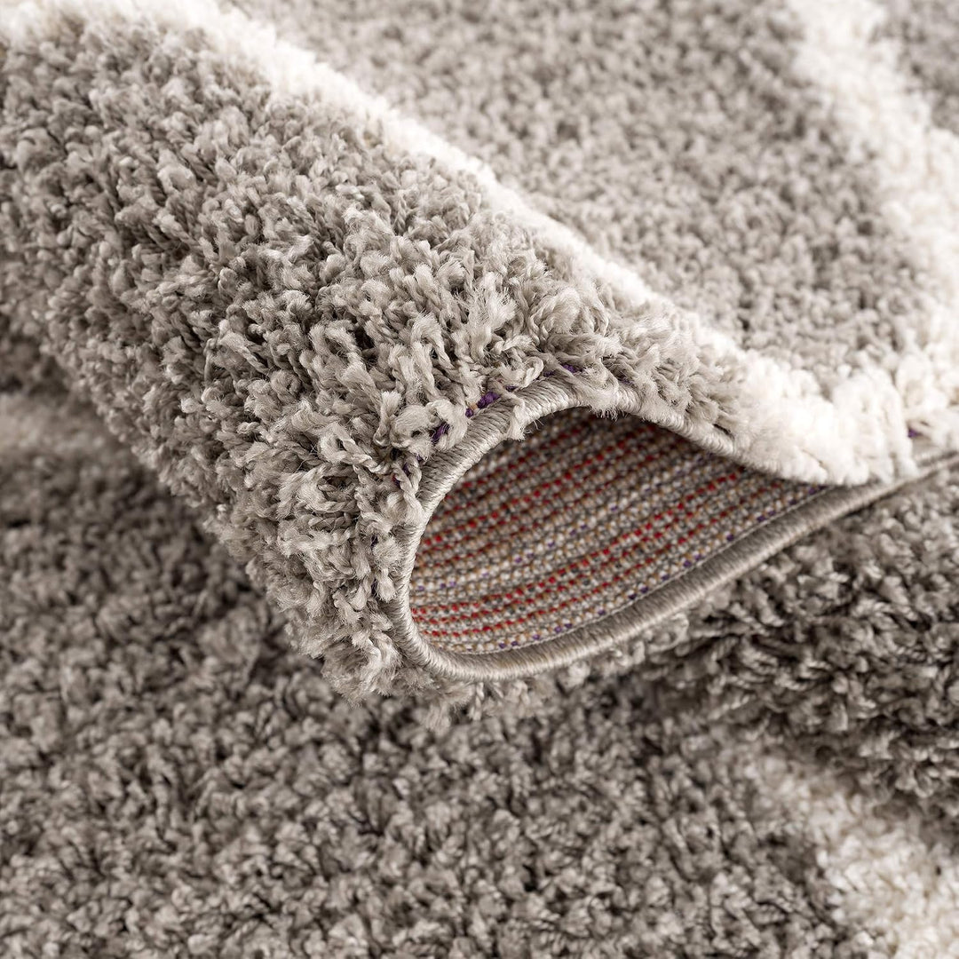 SANAT Madrid Shaggy Teppich - Hochflor Teppiche für Wohnzimmer, Schlafzimmer, Küche - Morocco Grau,