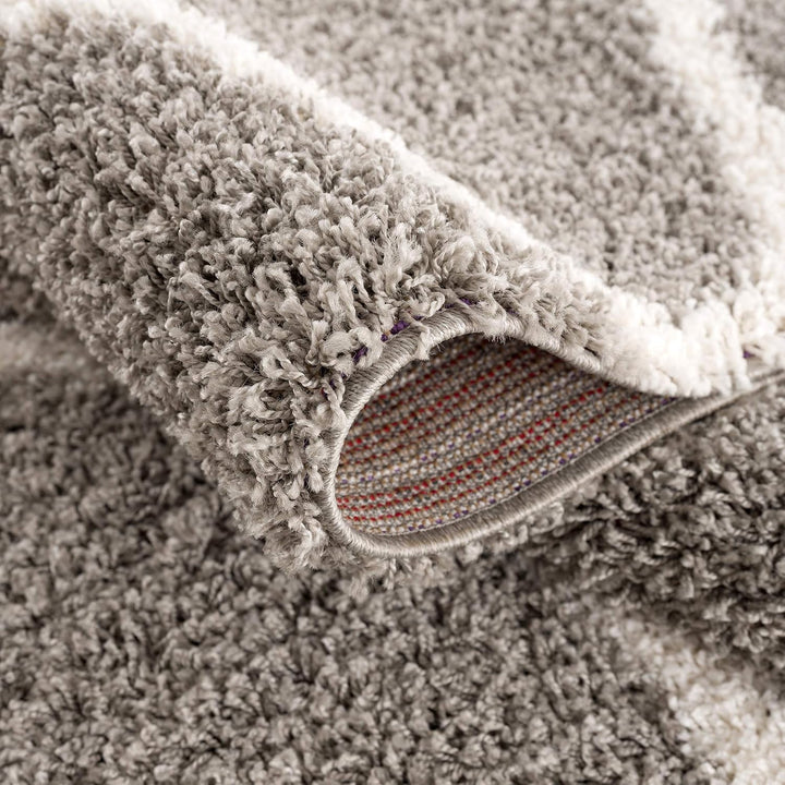SANAT Madrid Shaggy Teppich - Hochflor Teppiche für Wohnzimmer, Schlafzimmer, Küche - Morocco Grau,