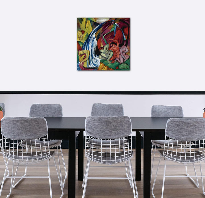 Printed Paintings Leinwand (60x60cm): Franz Marc - Der Wasserfall (Frauen unter einem Wasserfall) (1
