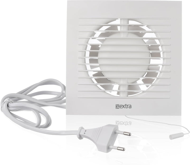 Ø 100mm Badlüfter Fan mit Zugschnur und Stecker - Weiss Abluftventilator - Ventilator zur Belüftung
