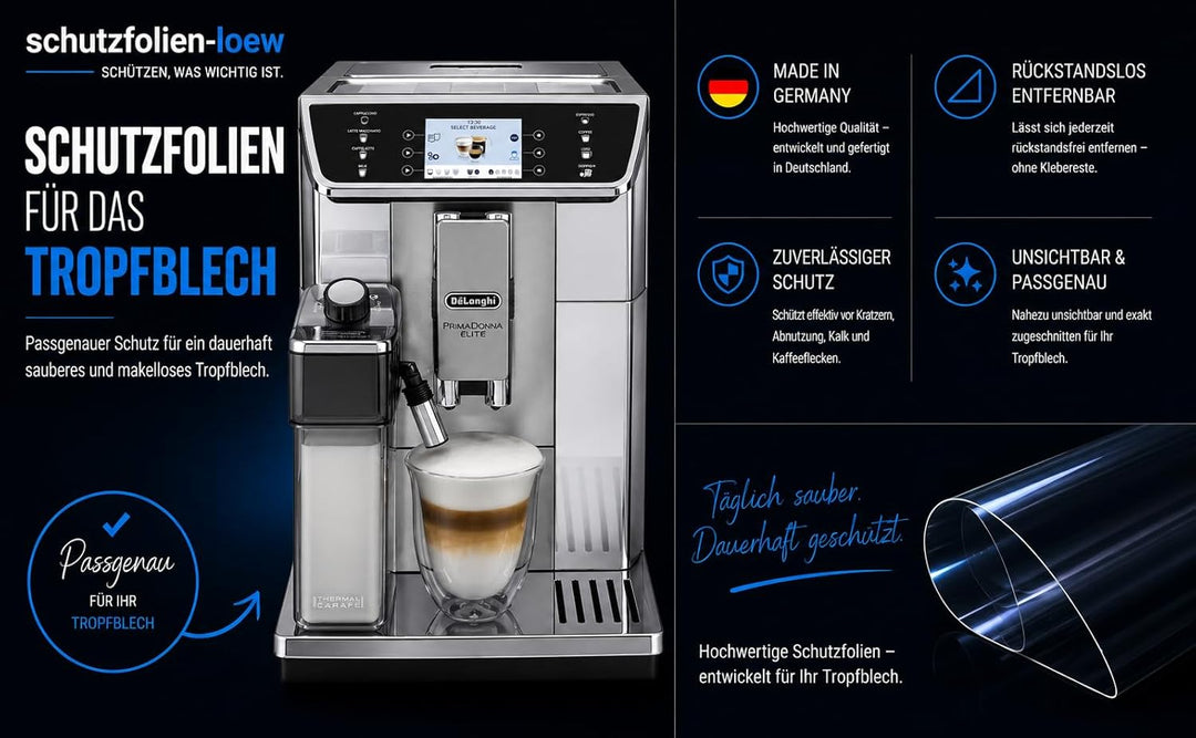 Schutzfolie für DeLonghi PrimaDonna 650.55 & 656.55 - Abtropfblech - Tassenablage - Tropfblech (5),