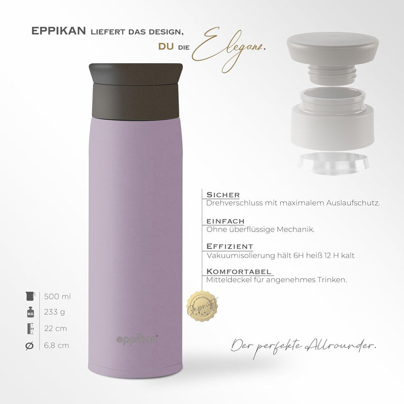 eppikan eppiToGo Edelstahl Thermobecher, Kaffee-to-go Becher, 350 ml, 500 ml Travel Mug, Autobecher,