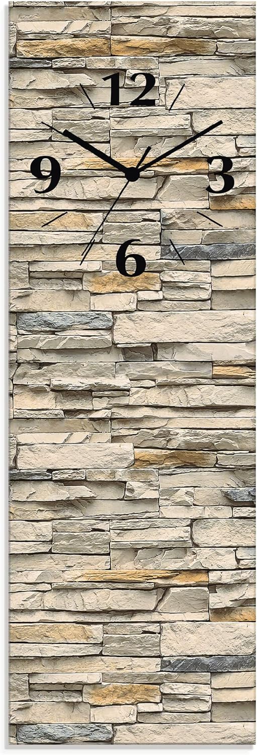 ARTLAND Wanduhr ohne Tickgeräusche aus Glas Funkuhr 20x60 cm Rechteckig Lautlos 20x60 cm Braune alte