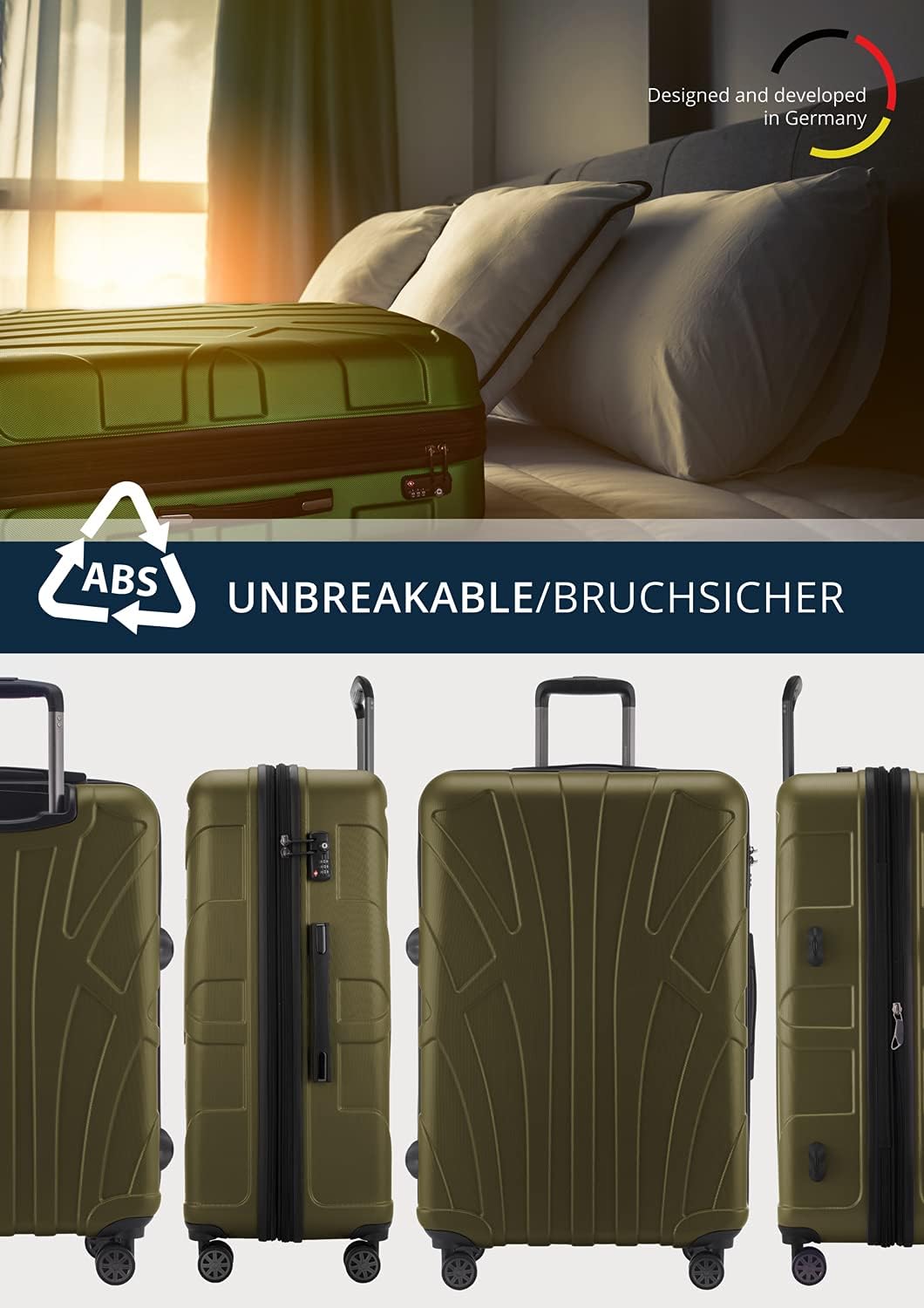suitline grosser Hartschalen-Koffer Koffer Trolley Rollkoffer XL Reisekoffer, TSA, 76 cm, ca. 96-110