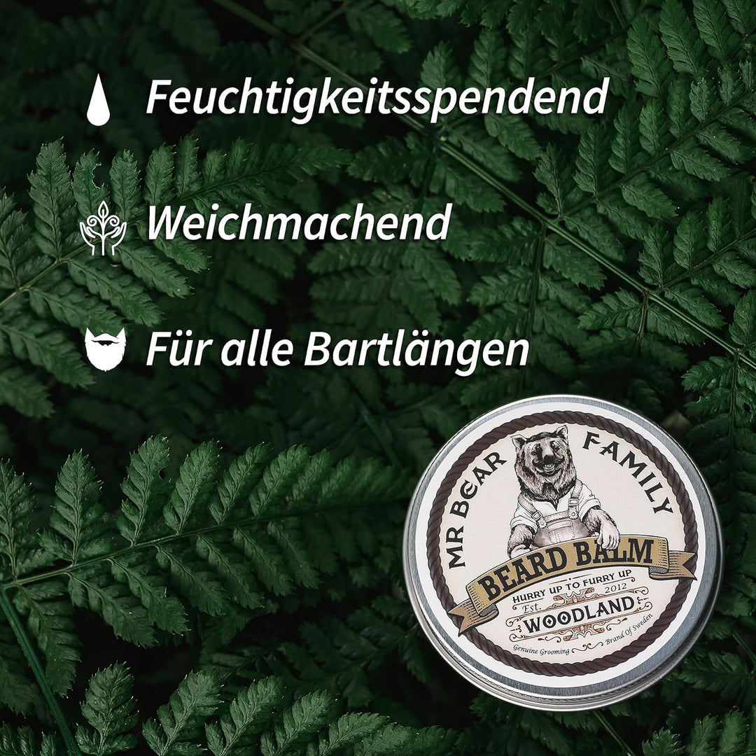Mr Bear Family Bartbalsam Männer - Woodland - pflegender Bart Balsam - Bartwachs mit Shea Butter, Jo