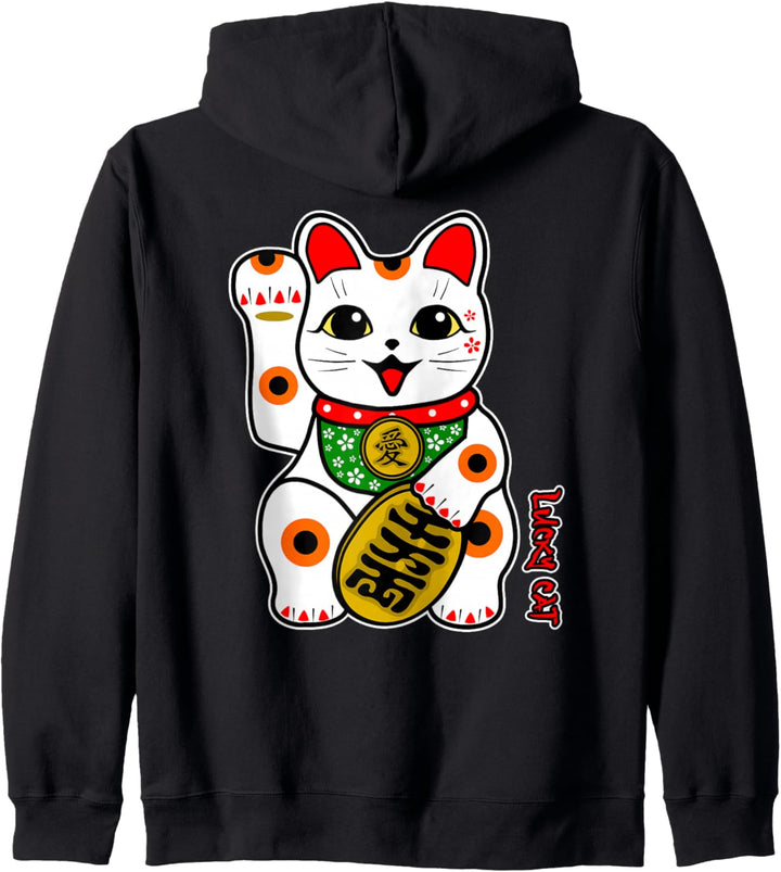 Süsse Calico Weiss Glückskatze Maneki-Neko Rechte Pfote Kapuzenjacke