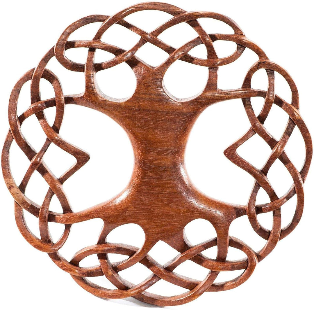 Windalf Zartes Celtic Holz Wanddeko WINWOOD Ø 22 cm Keltischer Lebensbaum mit keltischen Knoten Baum