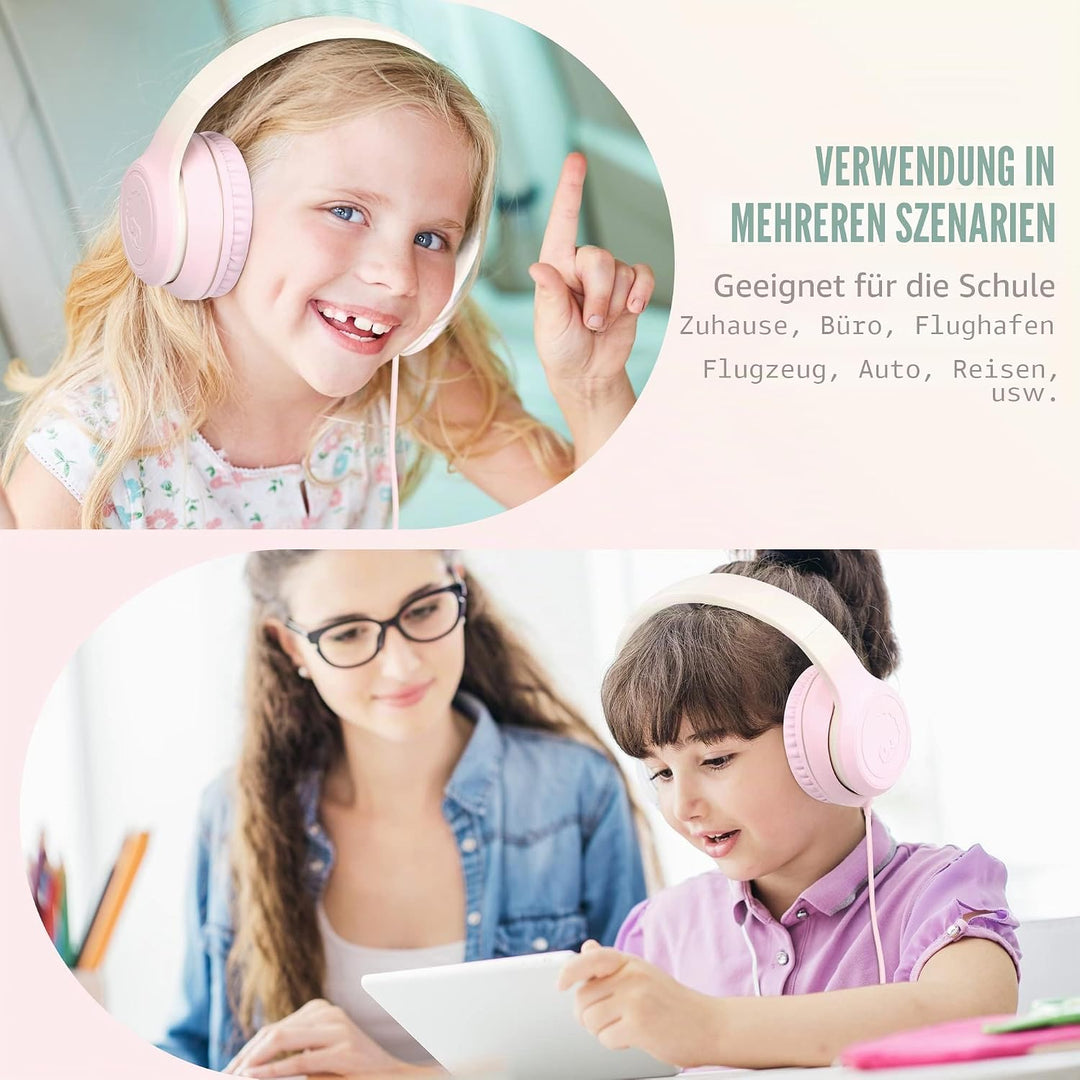 RockPapa L22 Kinder kopfhörer, Kabel Kopfhörer für Kinder, 3,5 mm Aux Jack, Verstellbares Stirnband