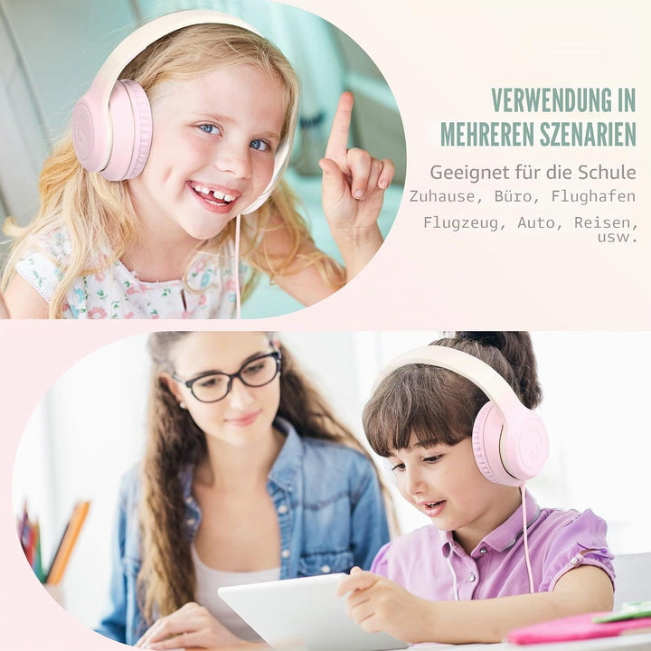 RockPapa L22 Kinder kopfhörer, Kabel Kopfhörer für Kinder, 3,5 mm Aux Jack, Verstellbares Stirnband