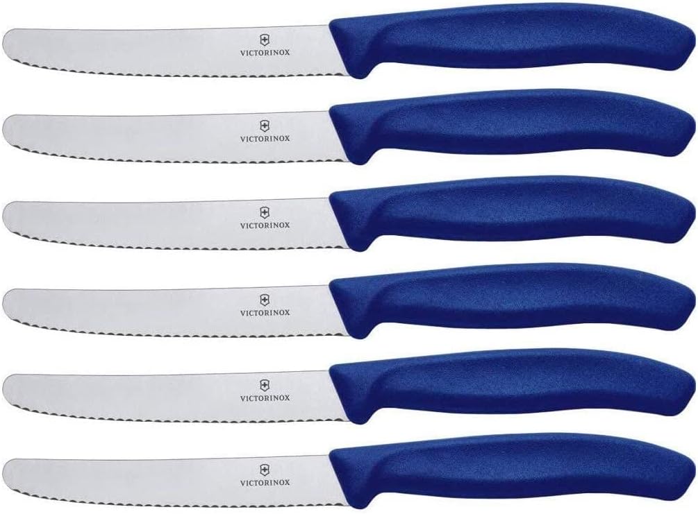 Victorinox 6 Stück Tafelmesser Neue Griffform Swiss Classic (6er Pack, Blau) 6er Pack Blau, 6er Pack